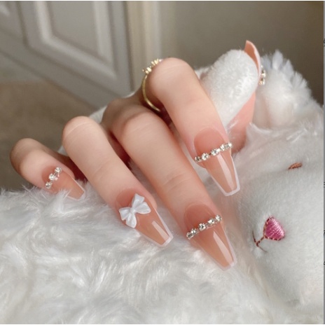 KUKU PALSU 3D FAKE NAIL NAILART WEDDING NUDE PERMATA PITA