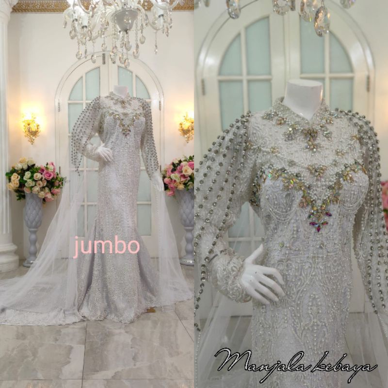 GAUN PENGANTIN JUMBO MEWAH BEREKOR/LD 120-125