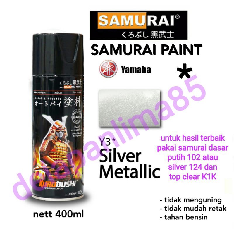 Samurai Paint Y3* Silver Metalik/silver/cat semprot/pylox/pilox/pilok/sepeda/motor/helm