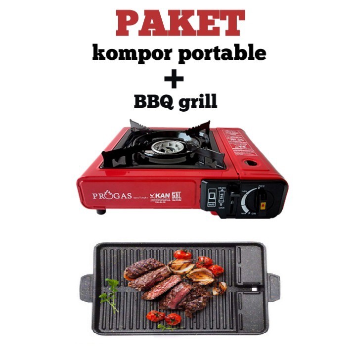 Paket Kompor Portable Progas Tas + square Girl Pan Kotak