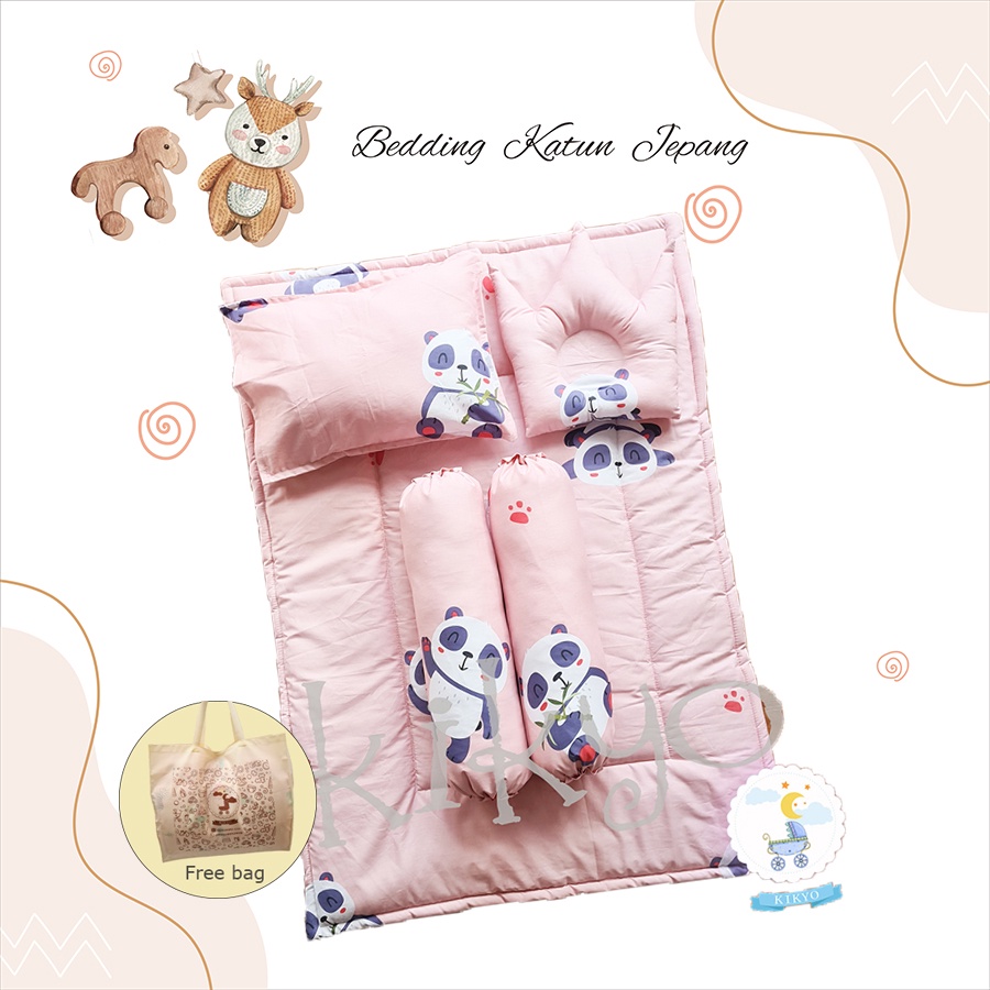 Bedding set baby set pink panda katun jepang / bedding baby / bedding set bayi