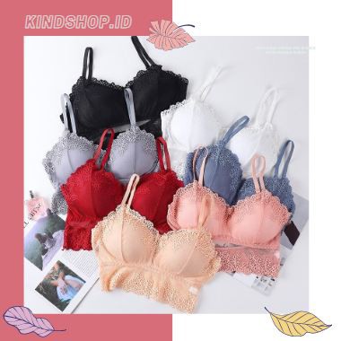 KINDSTORE❤ | [ LACE-FRENCH-BRA] Push Up Bras For Women Sleeveless Bralette | Tank Top Wanita Lingerie Berbantalan Tanpa Kawat Push Up