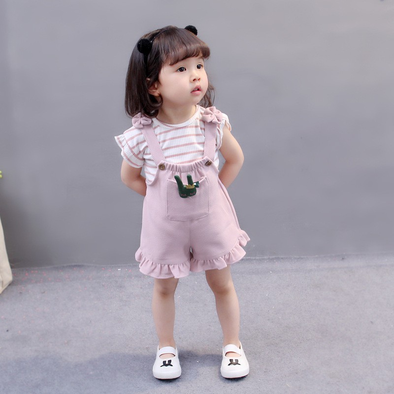 Overall Salur Baju Anak Perempuan 2IN1 Baju Import