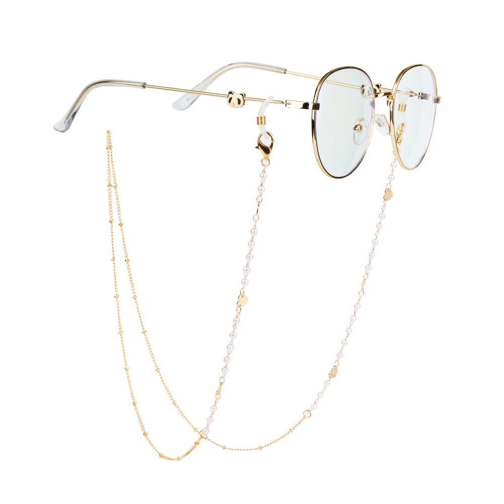 Fashion Glasses Chain Pearl Rose Flower Disc Peach Heart Metal  Anti-skid Anti-falling Mask Chain Retro Glasses Lanyard -OW-