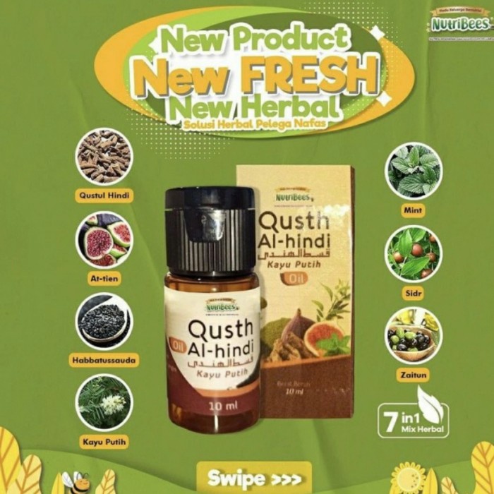 NUTRI FRESH Quds Al Hindi 10ml Essential Oil Pelega Pernafasan Qusth