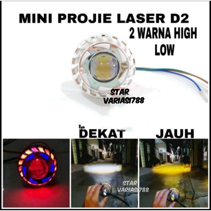 Lampu LED projie laser D2 mini 2,5 inchi high low angel eyes hi loo