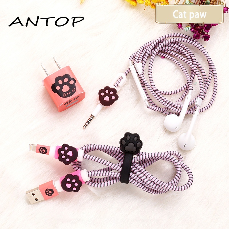 Perangkat Penyimpanan Kabel Kartun Pelindung Kabel Winder Headphone Cocok Untuk Kabel Pengisian Iphone Earphone ANTOP