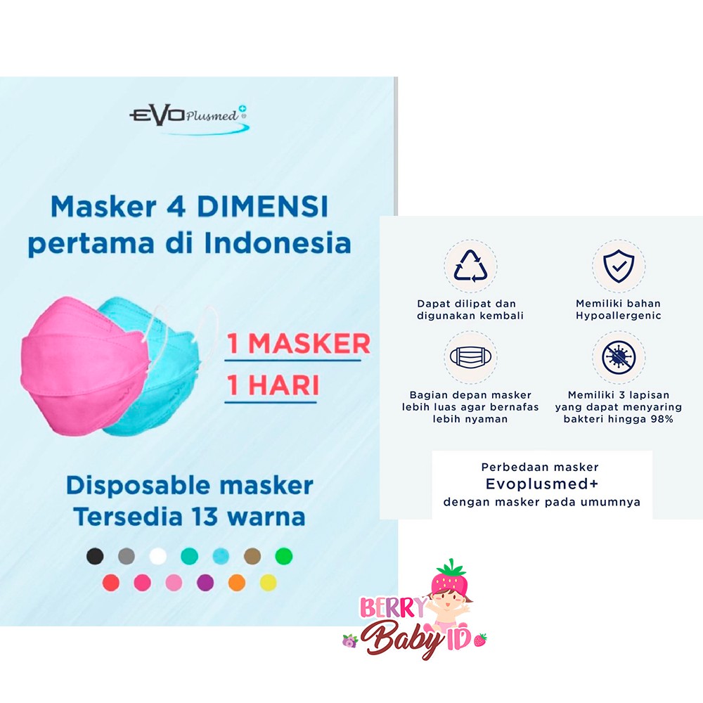 Evo PlusMed Masker 4D Medis Masker Box Isi 25 Pcs Original Berry Mart