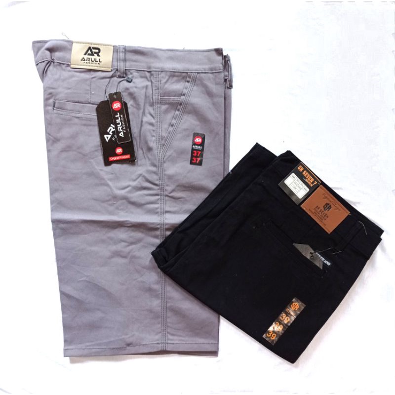 Celana chino pendek pria bahan streath  melar original Jumbo Big size katun polos slim fit 27-44