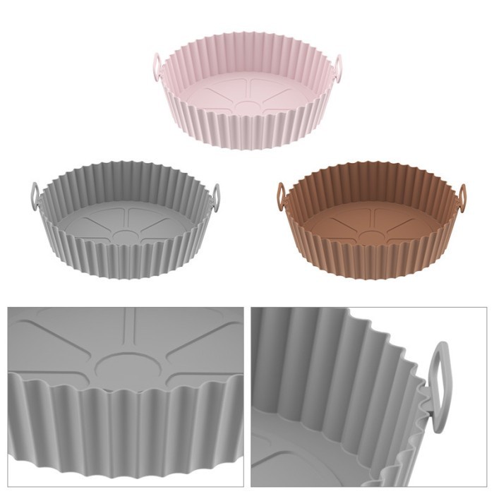 simple silicone air fryer tray pot bulat / tatakan airfryer silikon