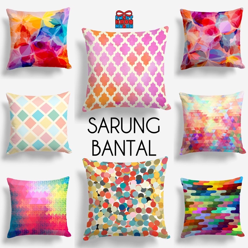 COVER SARUNG Bantal Sofa 40x40 cm Abstrak Pink Ungu Colorfull - Pusat Kado Murah