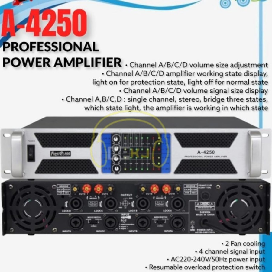 POWER AMPLIFIER FIRST CLASS A4250 4 CHANNEL power ampli FC A4250 4ch