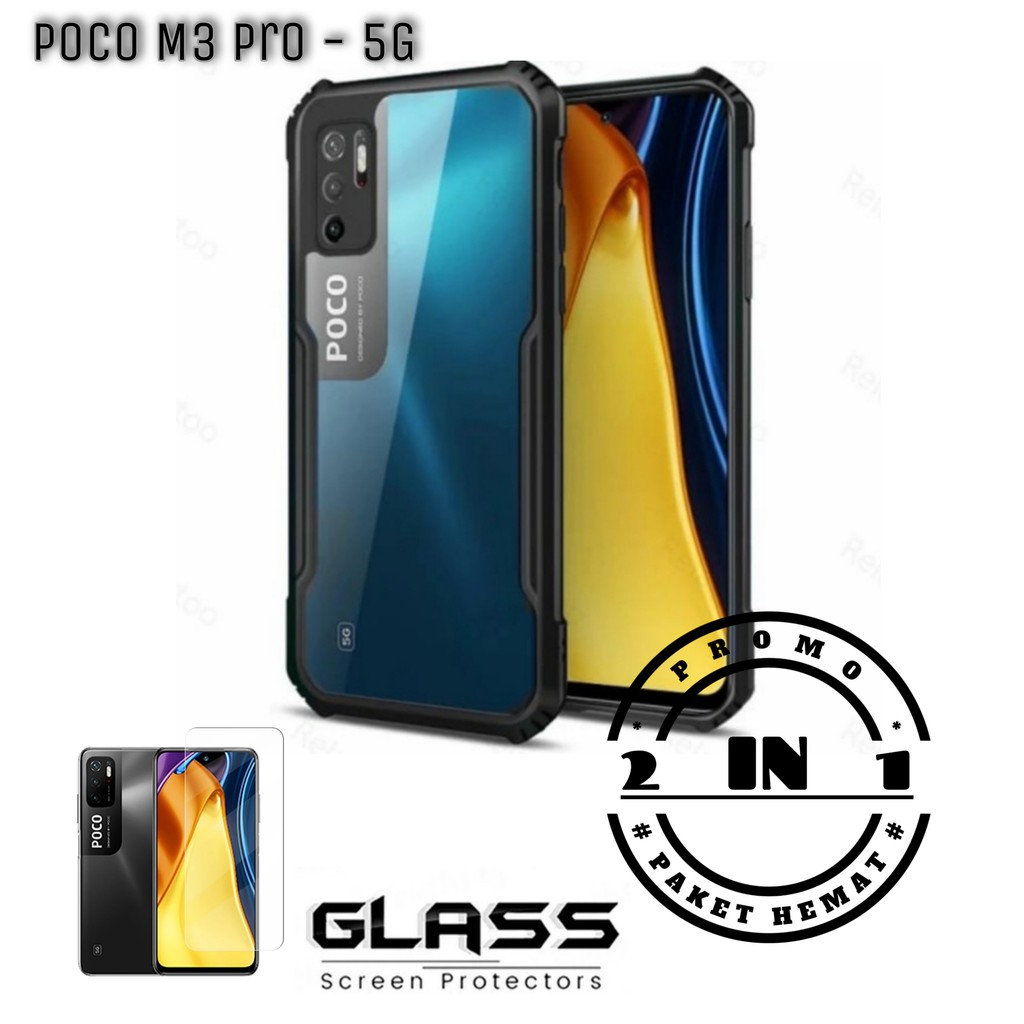 Paket Hard Case Poco M3 Pro 5G Free Tempered Glass Layar Clear Handphone POCO M3 PRO 5G