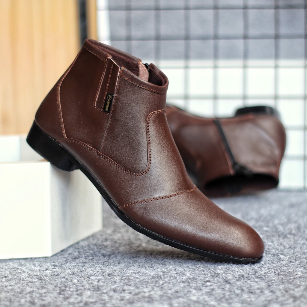 MOLK|Sepatu Formal Pantofel Pria Hitam Kulit Asli resleting Kerja Kantoran Original