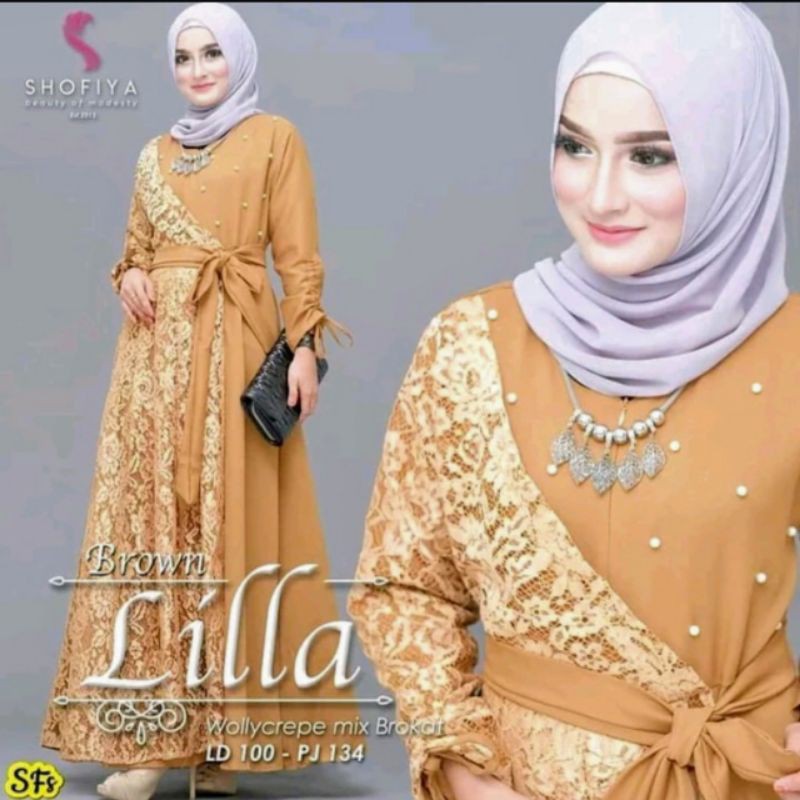 Gamis Brokat Baju Muslim Lilla Dress Maxi Best seller
