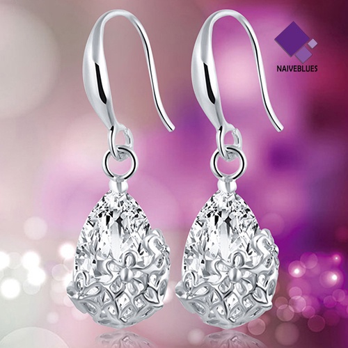 Anting Kait Gantung Desain Bunga Waterdrop Hollow Hias Zircon Untuk Wanita