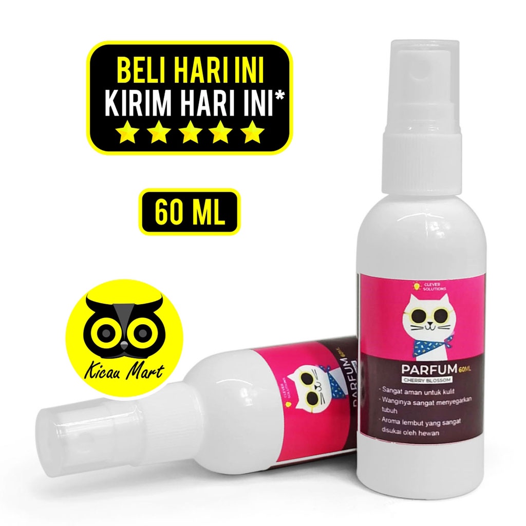 Parfum Kucing Pelembut Bulu Wangi Cherry Blossom Parfume Kucing Sugar Glider Hamster Kelinci Wangi Tahan Lama Parfum Hewan Clever Solutions 60 ml