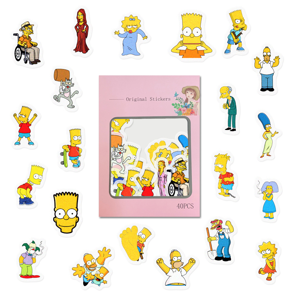 40 anime Simpsons cartoon and paper hand account sticker pack diy decoration diary book album hand account sticker