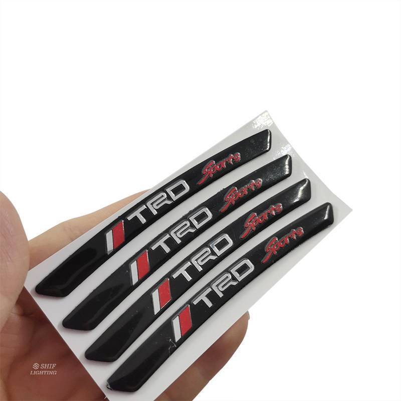 4 x Aluminum TRD Sports Letter Logo Car Auto Wheel Tire Decorative Emblem Badge Sticker Decal TOYOTA TRD