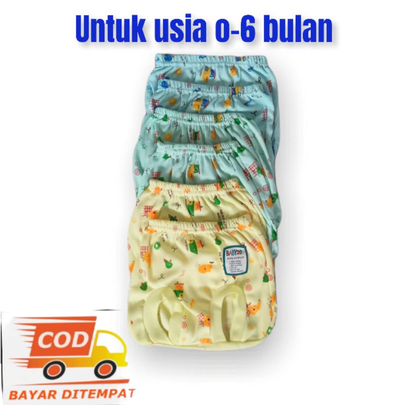 6 pis 12 pis celana pop bayi motip prin 0-6 bahan tebal