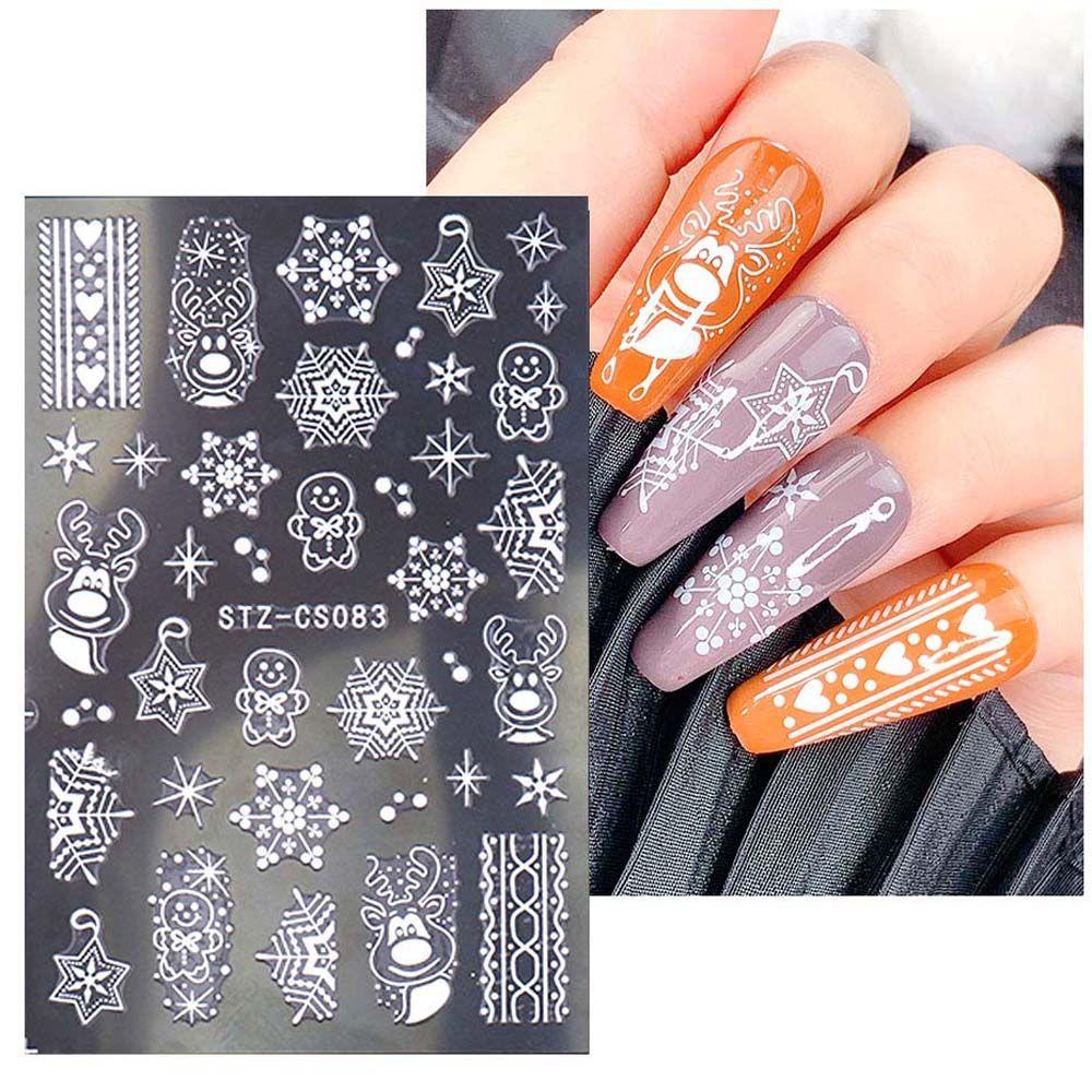 MXBEAUTY Stiker Kuku Natal Wanita Fashion Cinta Hati Manikur Aksesoris Snowman Nail Art Dekorasi