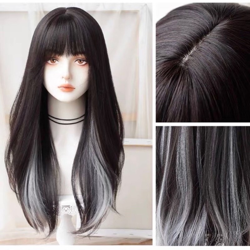 T51A full wig korean long blow highlight 65 cm