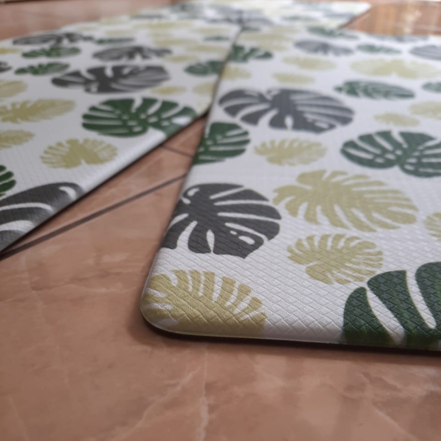 Exclusive Kitchen Mat 2 in 1 Keset Dapur Anti Slip Monstera Green-3
