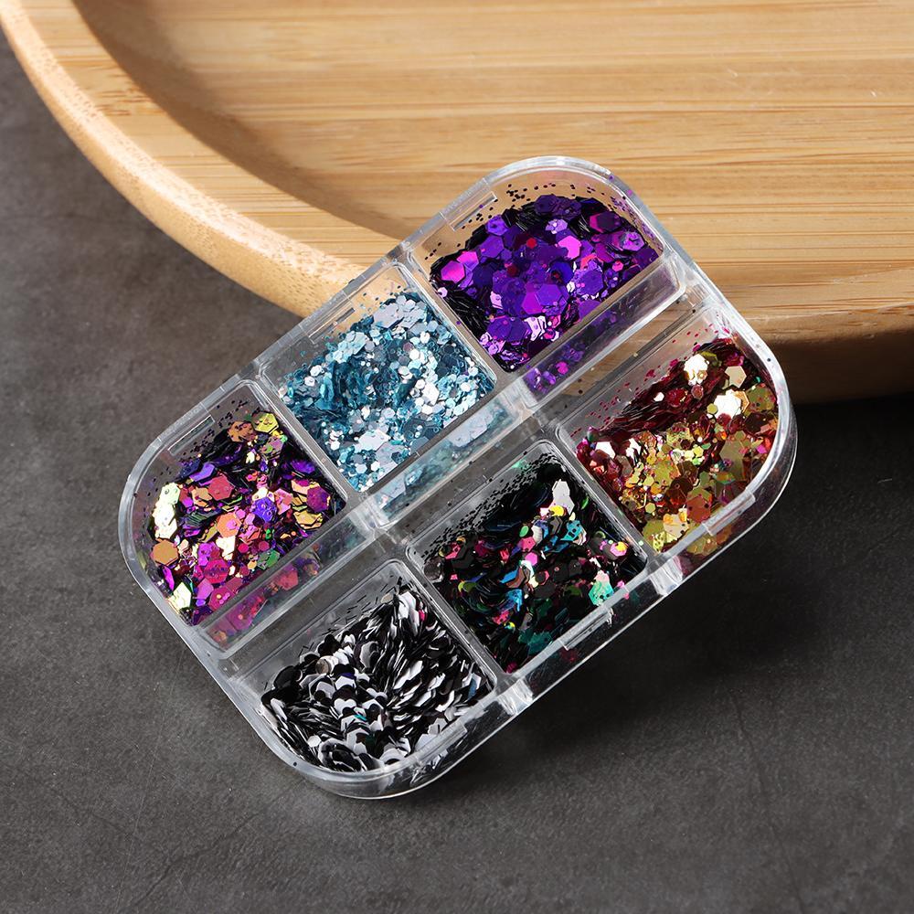 Solighter Kuku Payet Manicure Hexagon Kupu-Kupu Tidak Teratur Spangles Warna-Warni