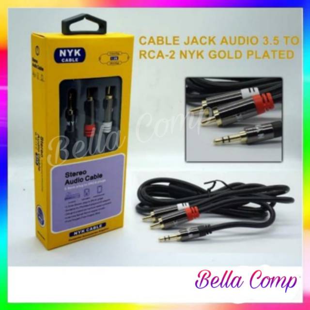 NYK Kabel Audio 3.5mm to 2x RCA Aux 3.5 mm Cable NYK-AV35M2RCAM-150GL