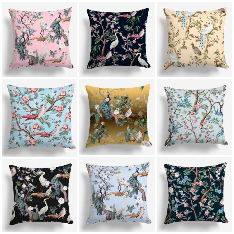 BANTAL SOFA PRINT MOTIF OSAKA GARDEN BURUNG JEPANG ORIENTAL 40X40 CM