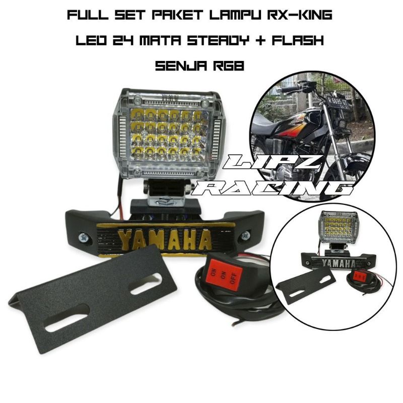 paket lampu sorot tembak 6 mata rx king set kumis kucing RX king set breket dudukan plat nomor