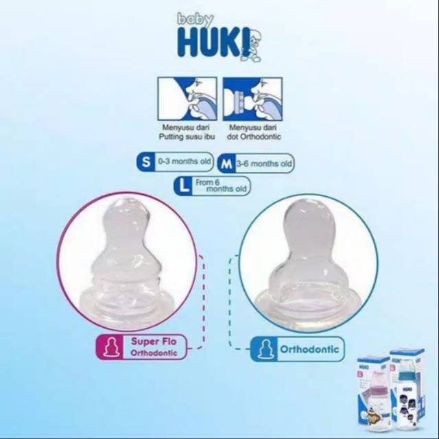 Huki Orthodontic Silicone Nipple S/M/L box  isi 1 pcs