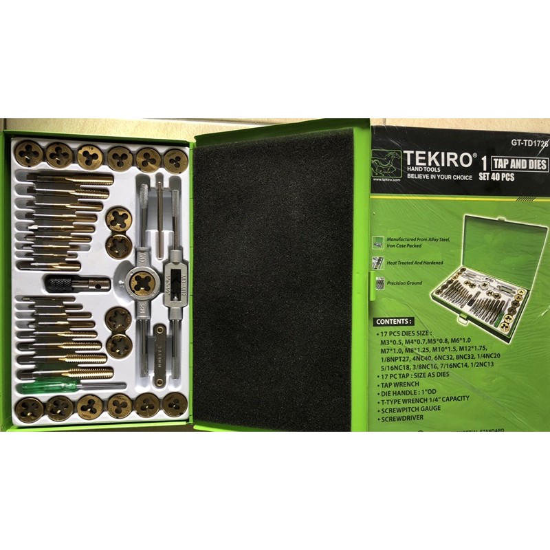 TAP AND DIES SET TEKIRO 40PCS HAND TAP DIES 40 PCS ALAT SENAI DAN ULIR