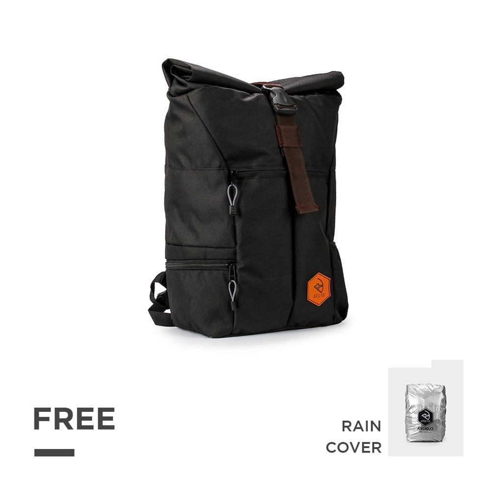 Theo Black | Tas Ransel Hitam Gulung Roll Top Gunung Outdoor Pria Wanita Ori Backpack | FORIND Arcio