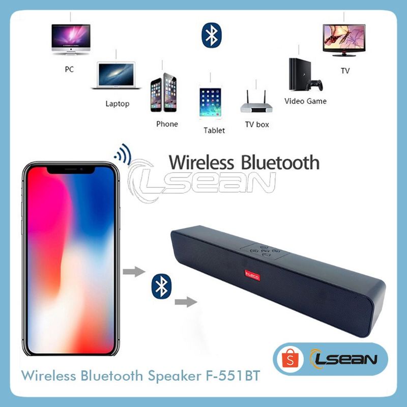 Speaker soundbar bluetooth wireless F-551BT untuk Laptop / PC /Gaming