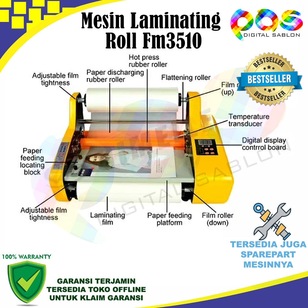 Mesin Laminator Roll // Mesin Laminating Roll A3 FM3510 FM 3510 2 sisi