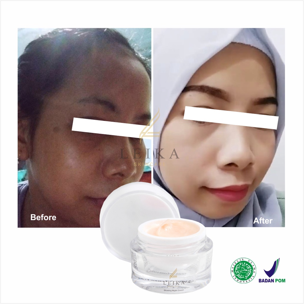 Leika Skincare Glowing Night Cream BPOM Halal MUI Perawatan Wajah Glowing Pencerah Wajah Kecantikan-4