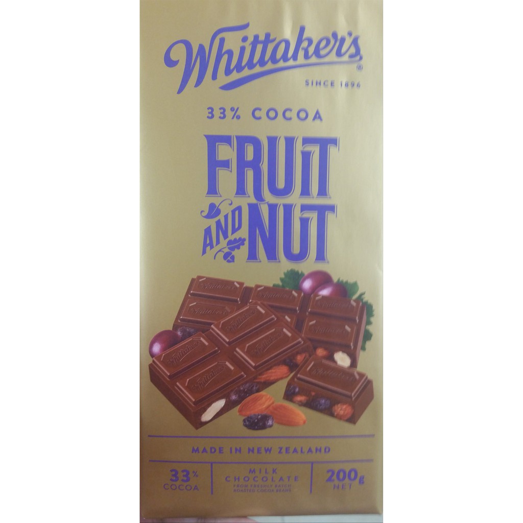 Whittakers fruit and nut milk chocolate product of New Zealand Terbaik