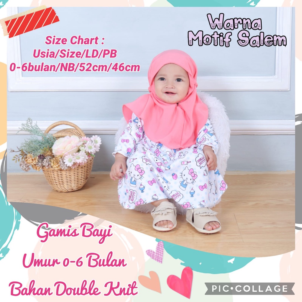 GAMIS BAYI I GAMIS BAYI PEREMPUAN 6-12 BULAN l GAMIS BAYI PEREMPUAN I BAJU MUSLIM BAYI PEREMPUAN l G