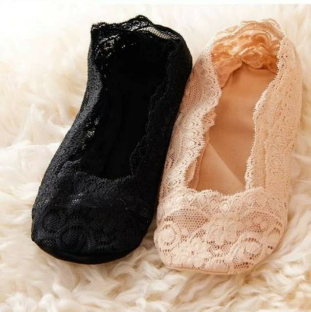 Kaos Kaki Wanita Perempuan Semata Kaki Renda Untuk Flatshoes Lace Boat Hidden Socks / Kaos Kaki Lucu