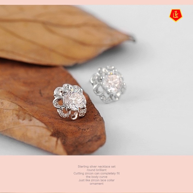 [Ready Stock]Silver Cute Hollow Preserved Fresh Flower Ear Studs