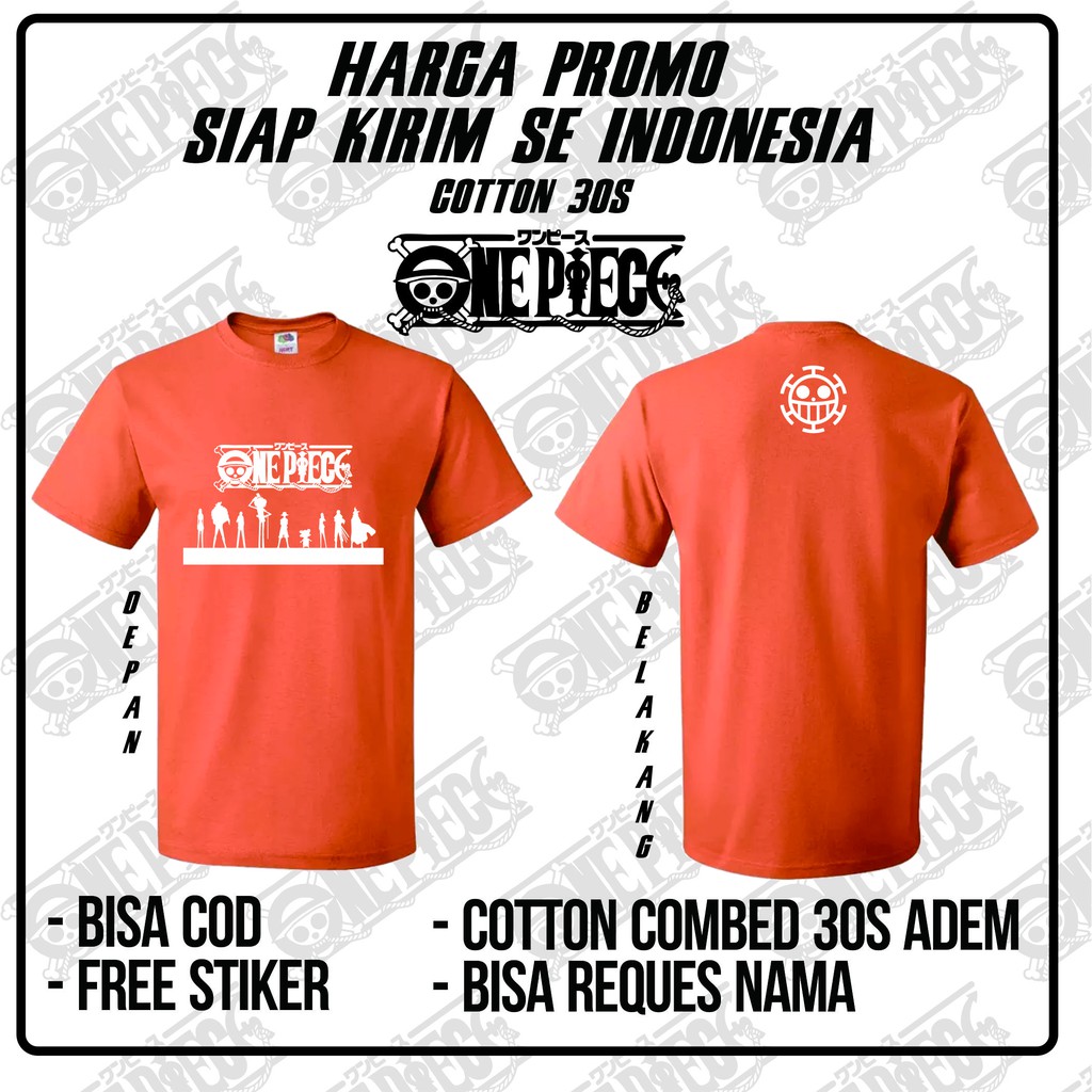 PROMO KAOS DISTRO ONE PIECE 2 KEREN MURAH BAHAN COTTON COMBED 30S ADEM GROSIR ECER