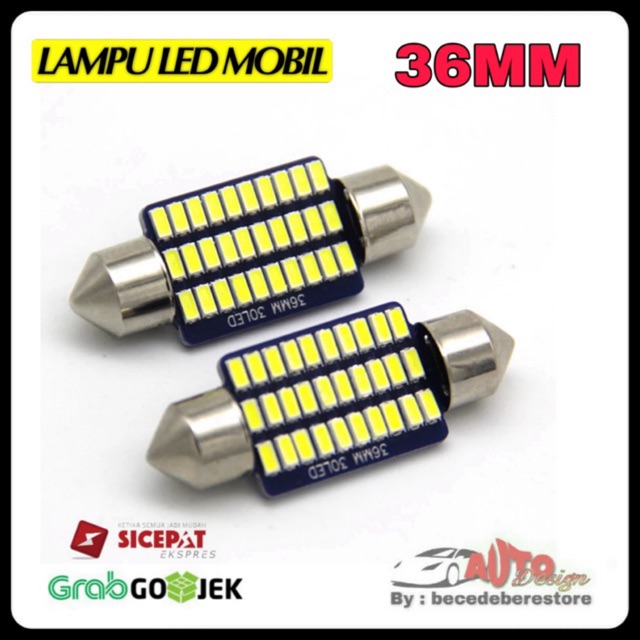 [1 PCS] Lampu LED Plafon Kabin Interior Mobil 31mm 36mm Chip 3014 Canbus