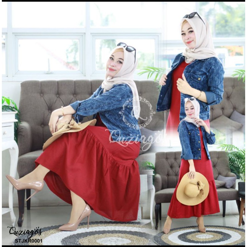 NEW SETELAN GAMIS+JAKET JEANS