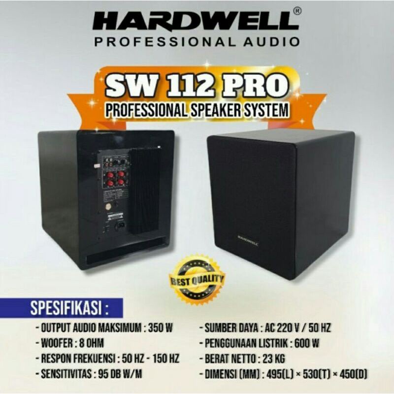 Speaker Subwoofer Aktif 12 Inch Hardwell SW 112 PRO Original TERBAIK