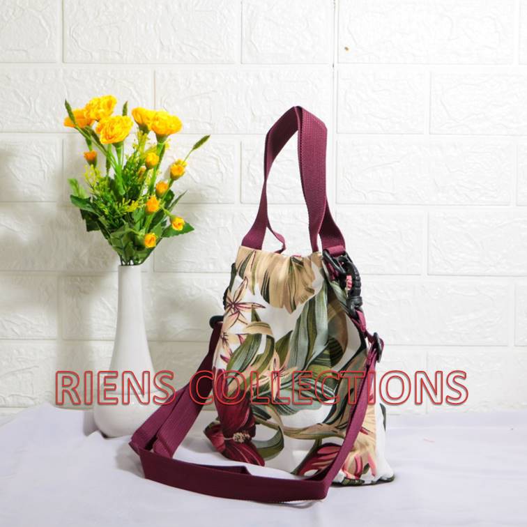 SLING BAG TAS SELEMPANG KANVAS MOTIF BUNGA SEPATU RIENS COLLECTIONS. TAS KANVAS JOGJA