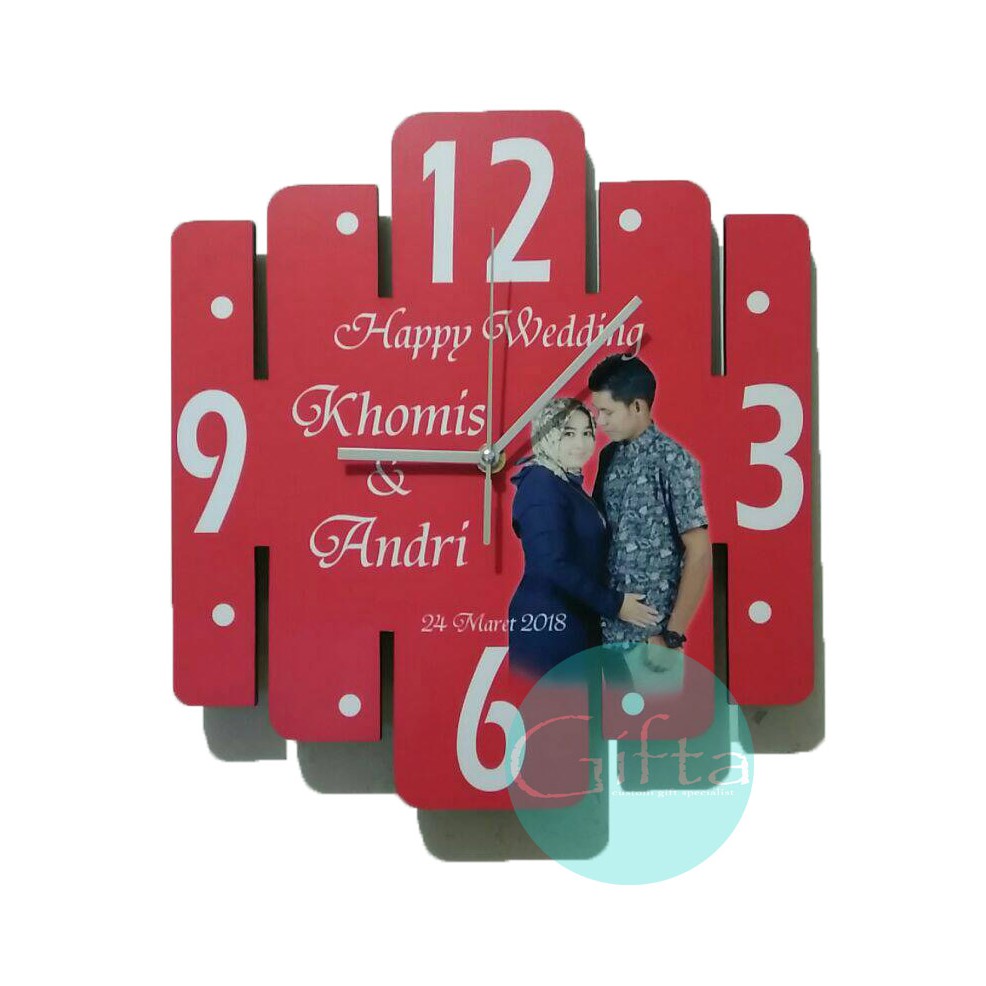 Jam Dinding Kayu / Kado Jam Dinding / Jam Dinding Custom / Jam Dinding Nama / Jam Dinding Foto