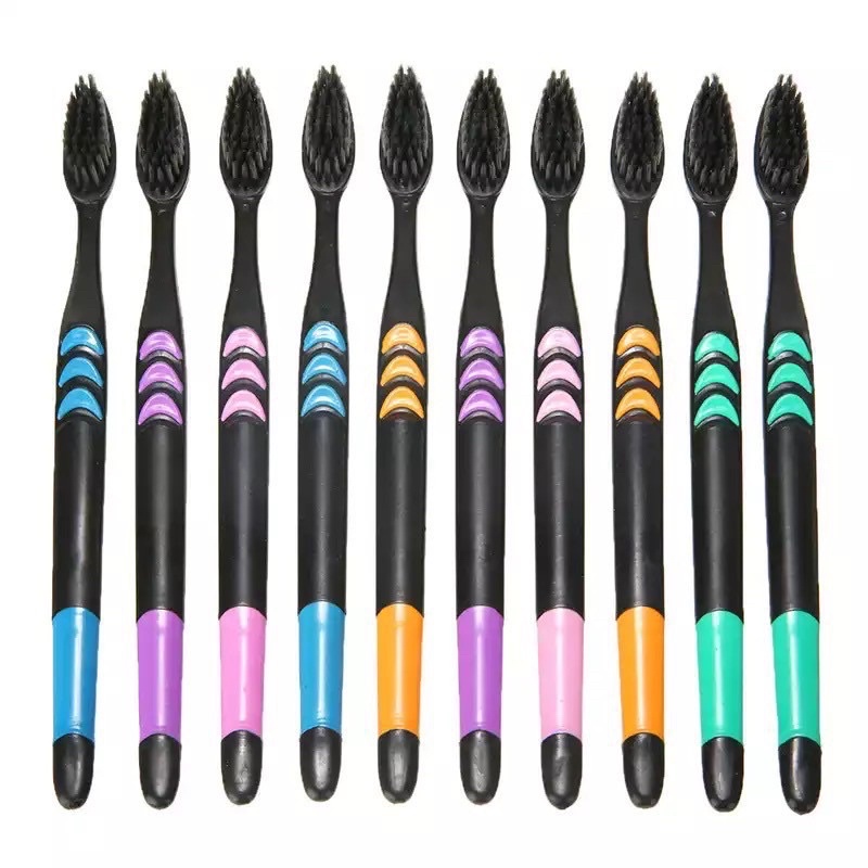 SIKAT GIGI ARANG BAMBU ISI 10PCS / BAMBOO CHARCOAL TOOTBRUSH / BRUSH GIGI