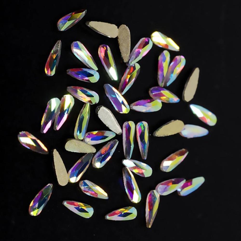 Needway   Nail Art Rhinestones Memanjang Teardrop Fashion Kristal Permata Glitter Manikur Aksesoris Kristal DIY Ornamen