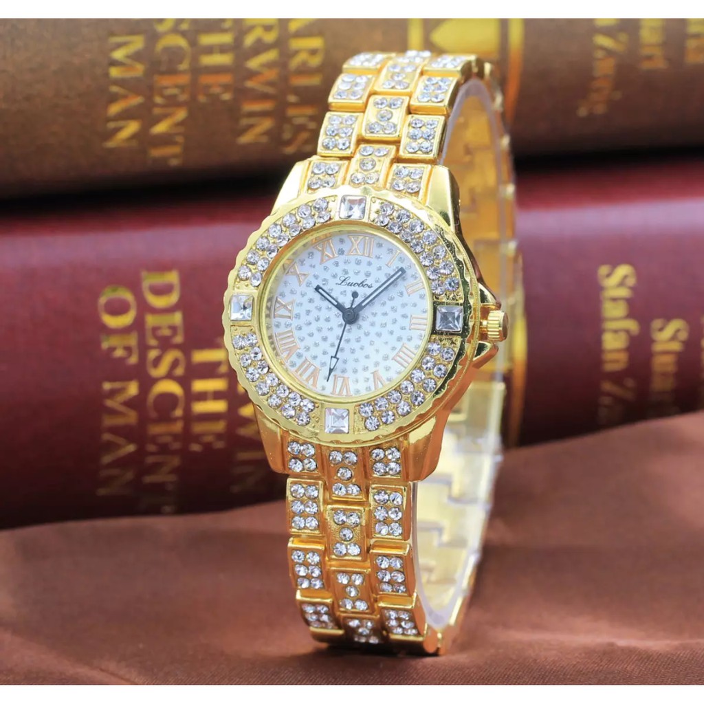Jam  tangan Mewah diamond tali rantai-Jam tangan wanita tahan air - waterproof anti karat stainless-Gold